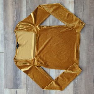 Forever 21 Mustard/Gold Velour Square Neck Top